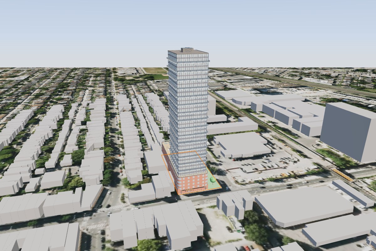 Street-frontage view of the proposed tower